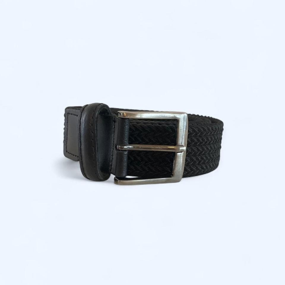 Black Braided Mens Belt With Silver Buckle Size 34